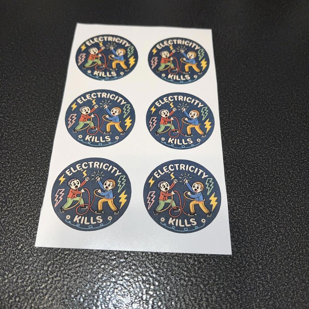 6pc Electricity Kills Funny Vintage Warning Label Sticker Decal Laptop Xbox PS5